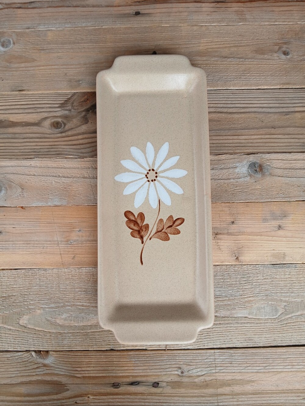 (2/20$)Vintage 1970s Saint-Amand France "Automne" Ceramic Daisy Tray –French MCM